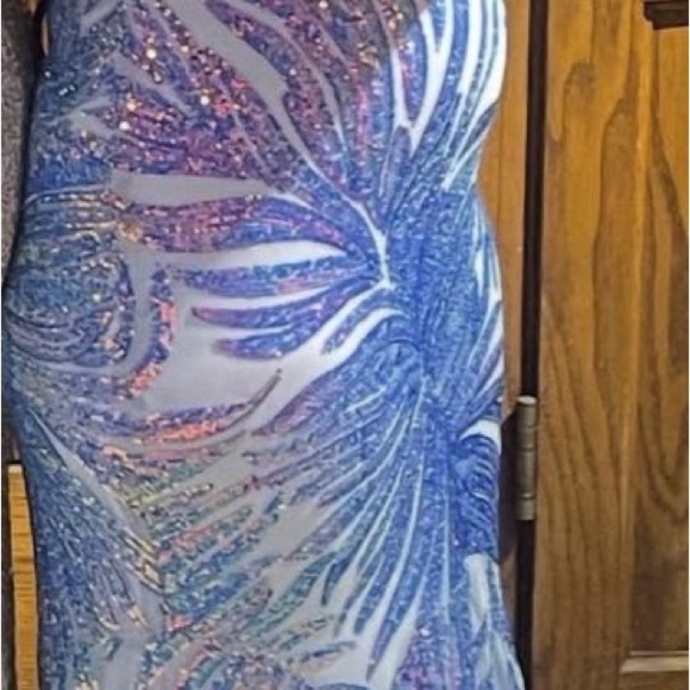 Morgan & Co. Blue and Purple Sequin Prom Dress